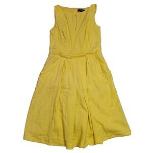 Lauren‎ Ralph LAUREN Dress Size 6 Knee Length Yellow Cotton Sleeveless Pockets